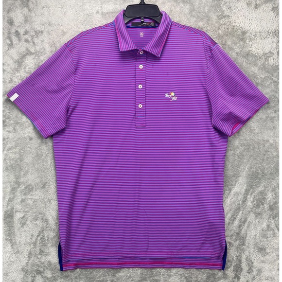 RLX Ralph Lauren Other - RLX‎ Ralph Lauren Men's Performance Polo Shirt Sz L Purple/Red Striped Bay Hill